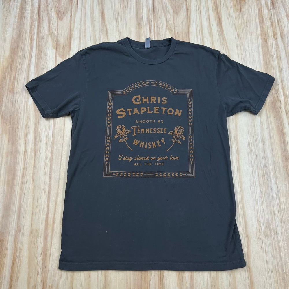 Chris Stapleton T-Shirt Mens Large‎ Gray Good Tennessee Whiskey Graphic